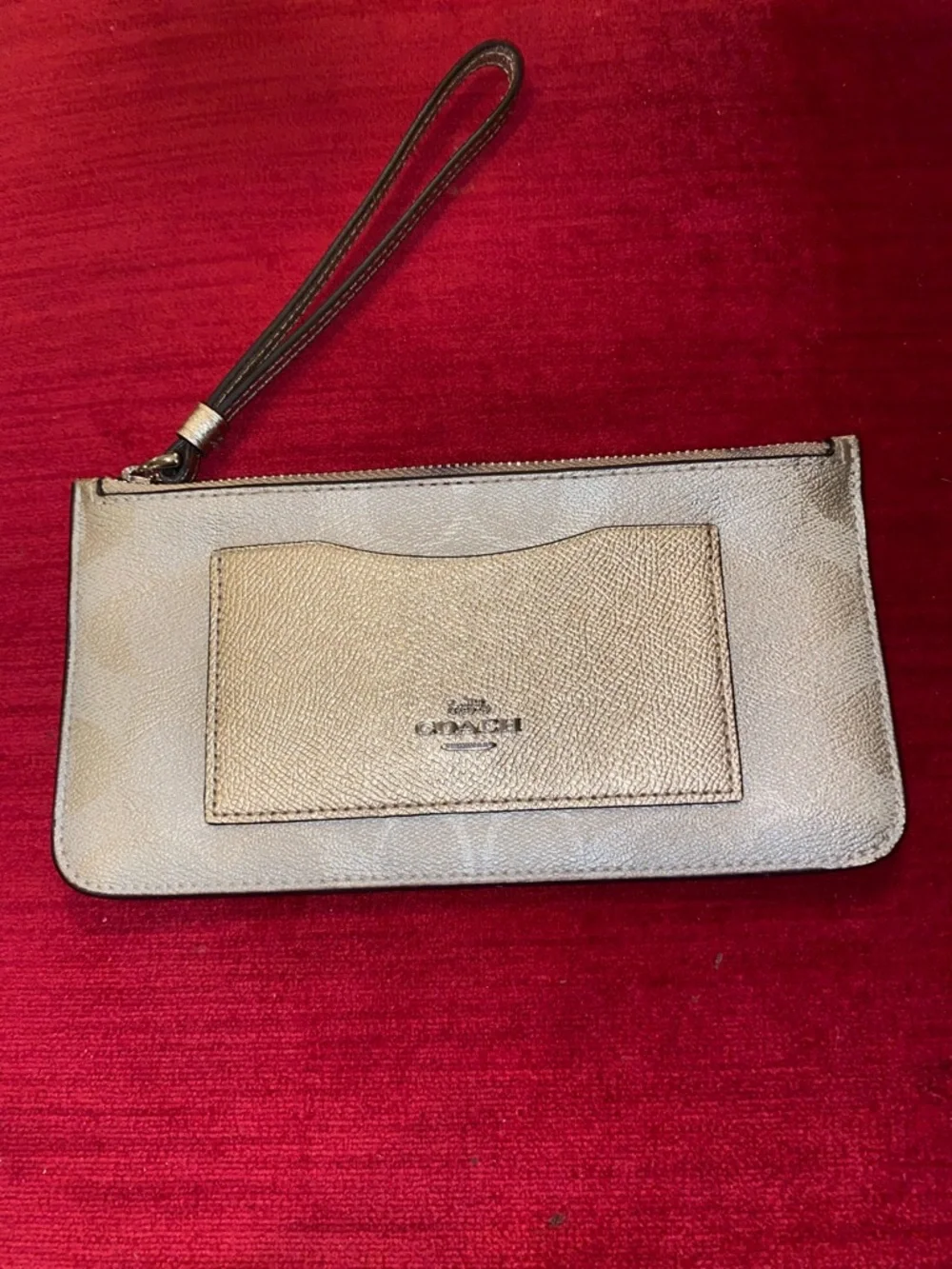 Coach Signature Zip Top Cardholder Wristlet Leather Wallet - Picture 6 of 13